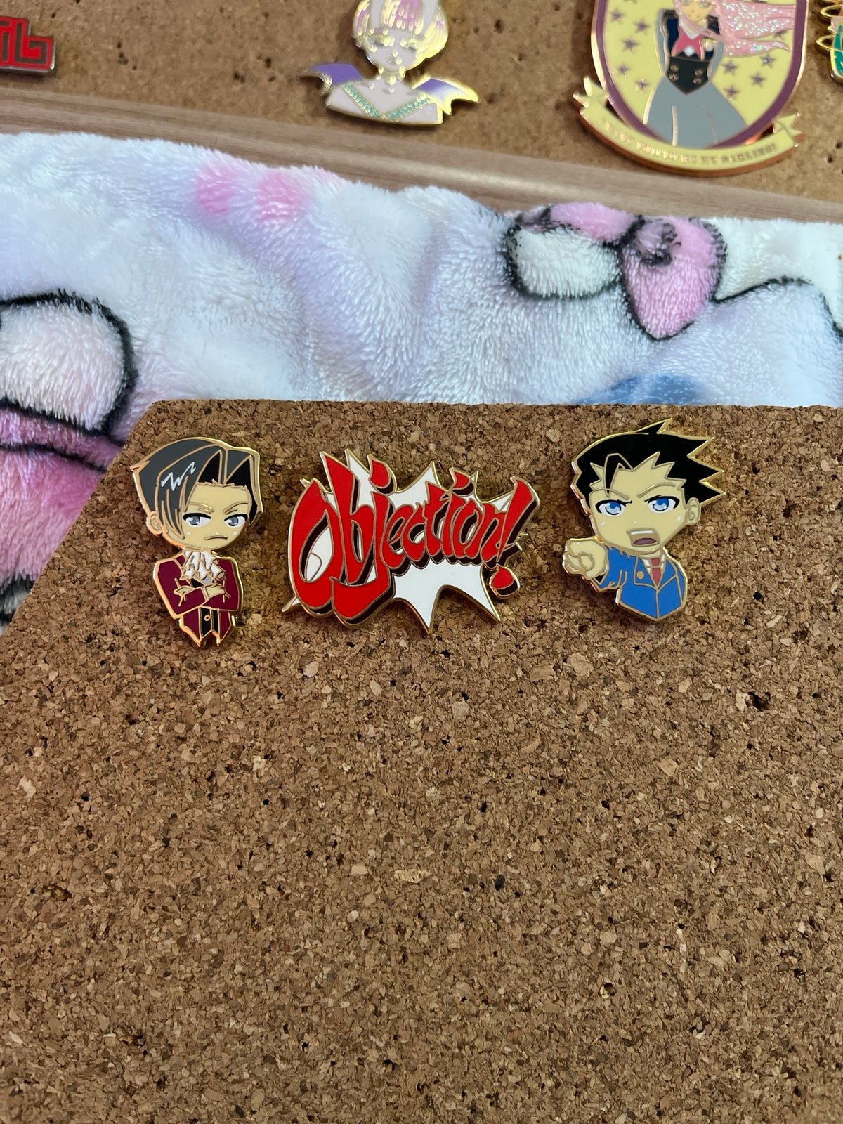 Ace Attorney Phoenix Wright & Miles Edgeworth Enamel Pin Set by Stami Studios