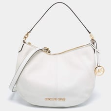 Michael Kors White Leather Convertible Bedford Hobo Bag