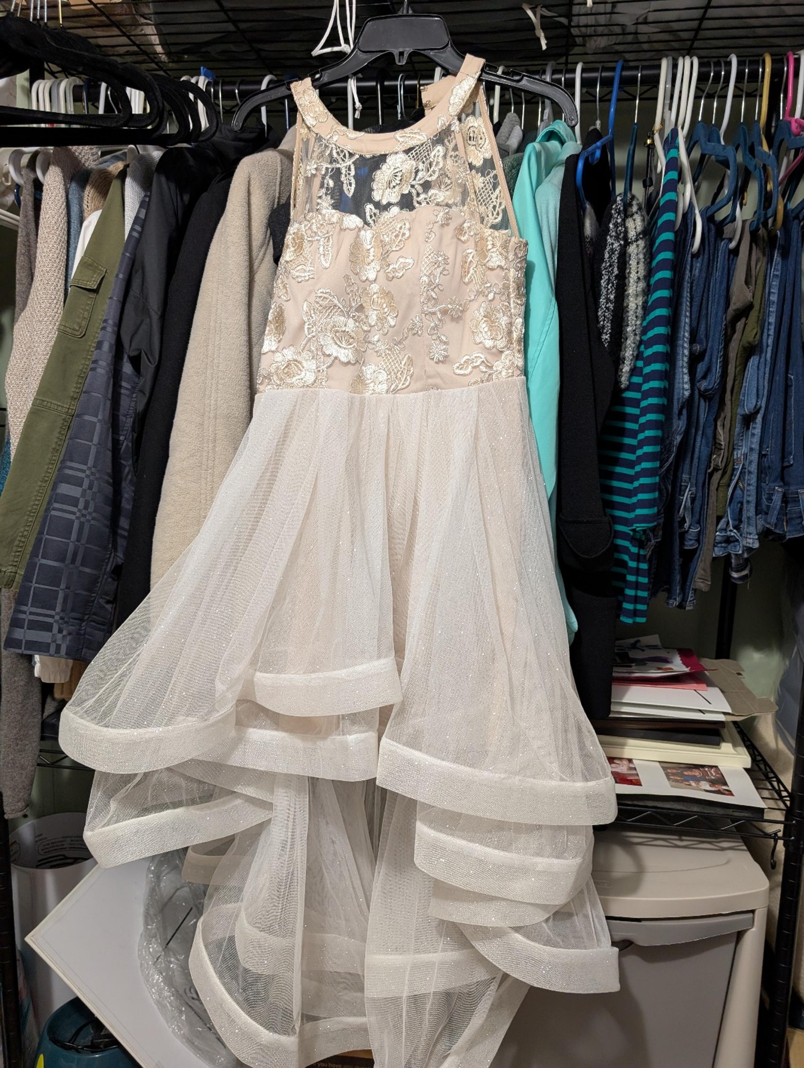 Champagne high low Gown