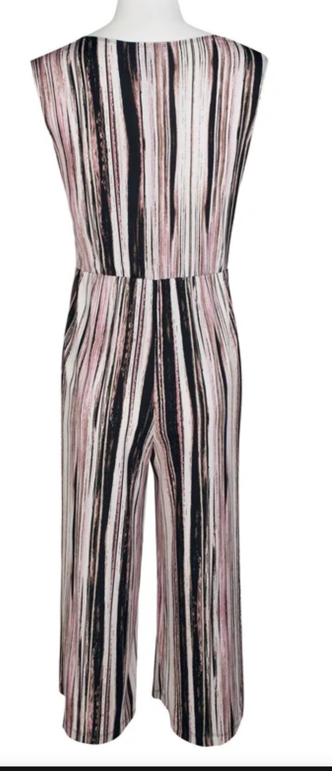 Connected Apparel Sleeveless Striped Wide Leg Jumpsuit Women’s 8