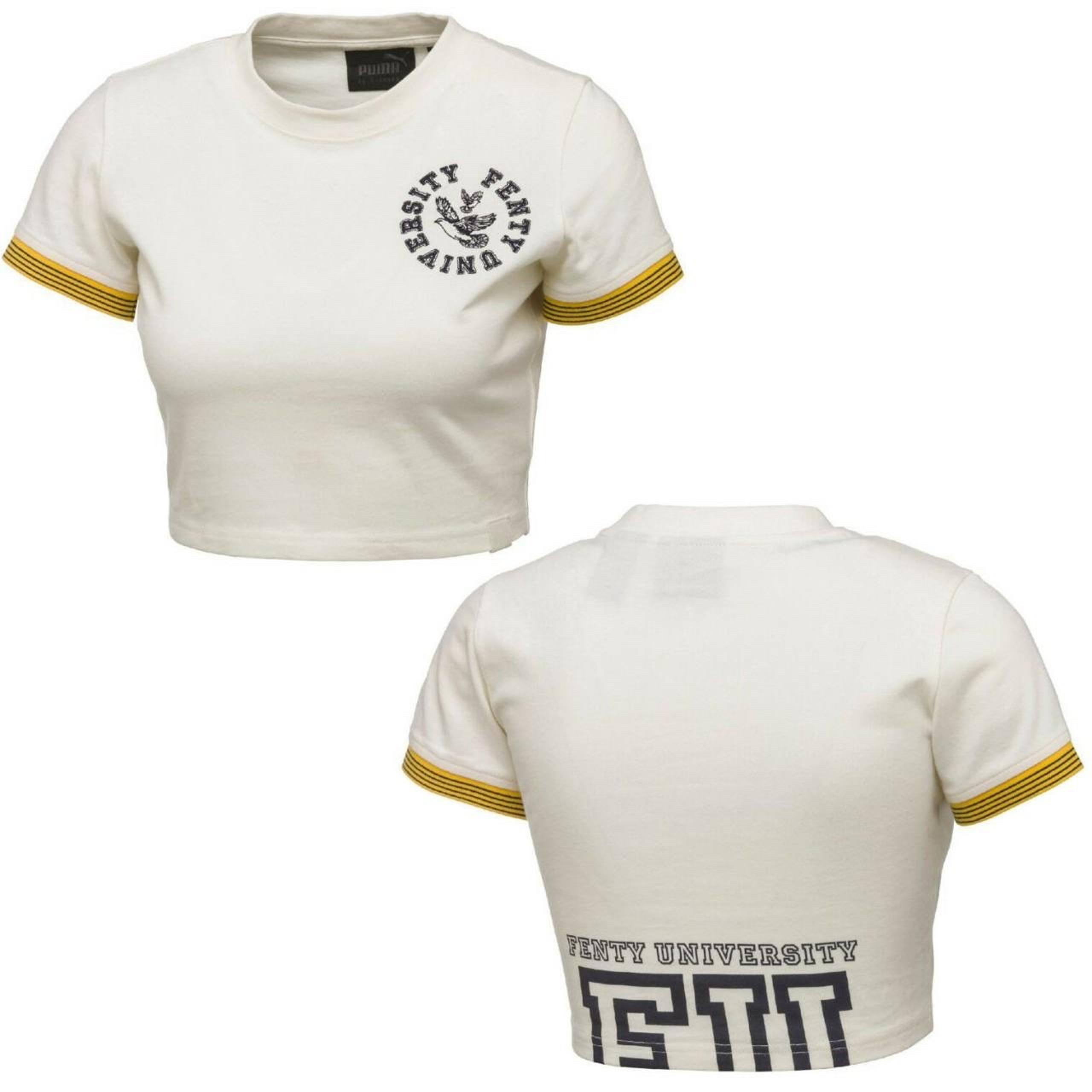 Puma By Rihanna Fenty Shirt Women’s University Cropped Ivory Short Sleeve