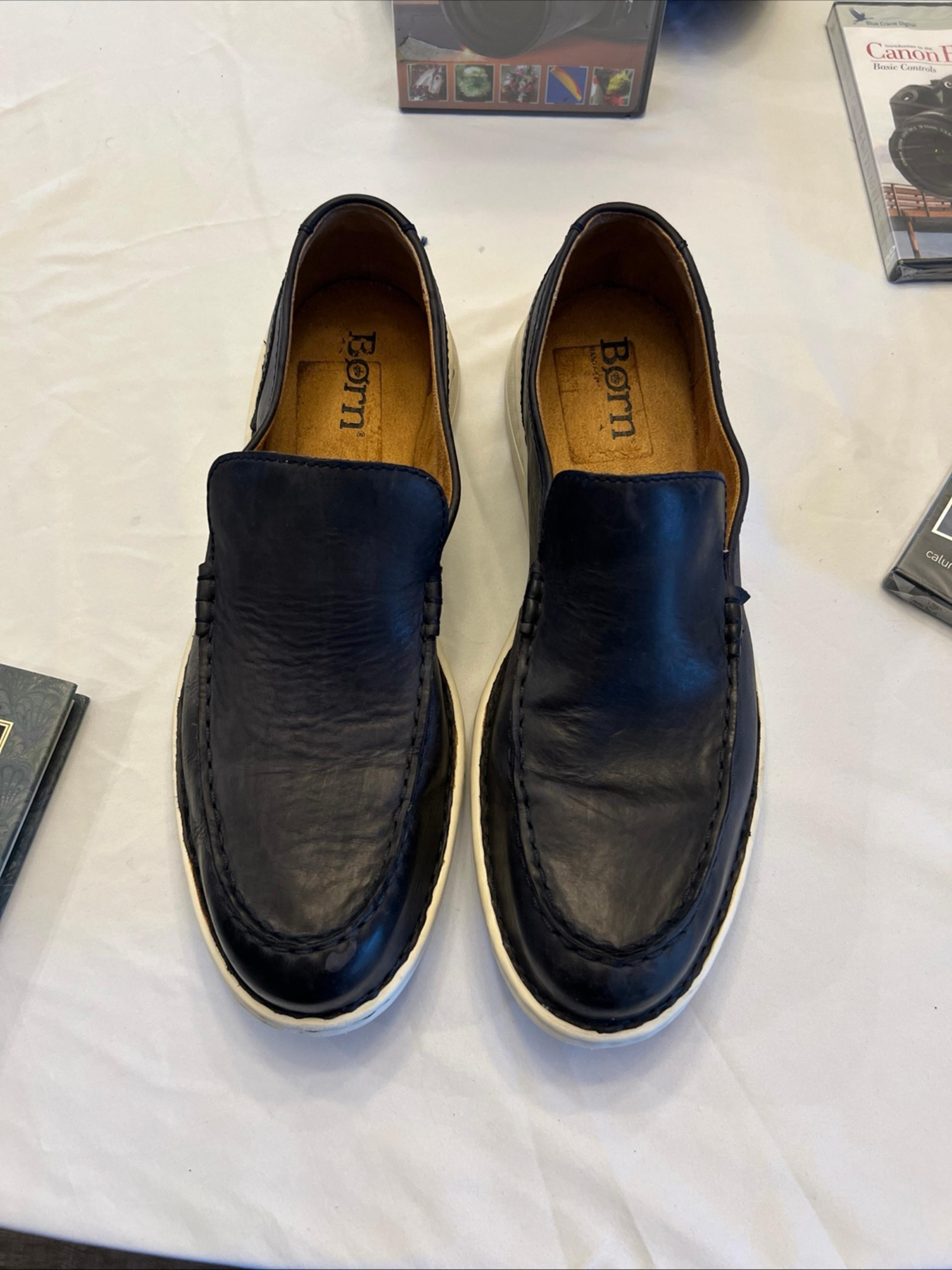 Born Mens Size 13 Thaton Black Full Grain Leather Slip On Loafers Shoes