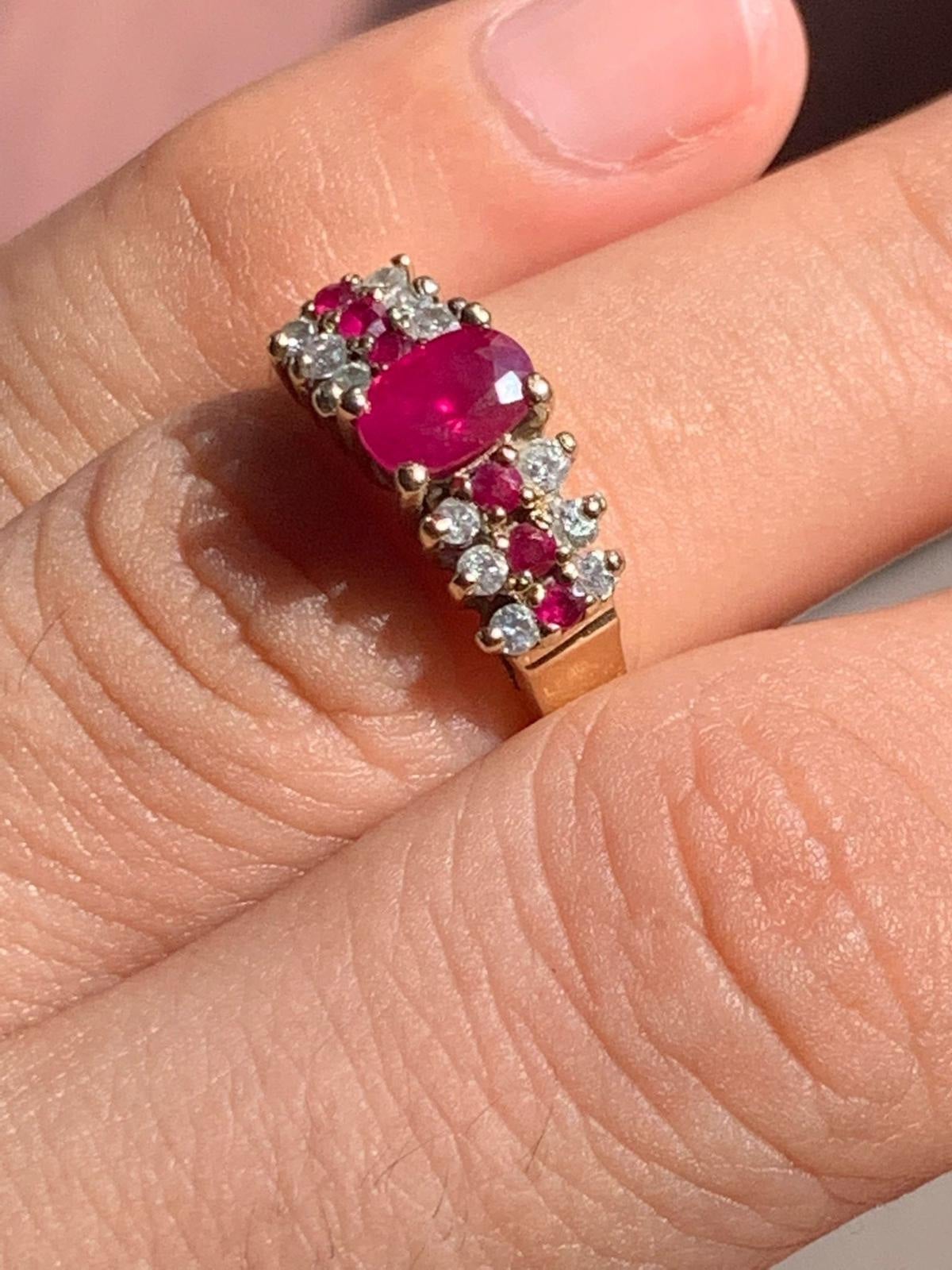 14k natural ruby and diamond ring