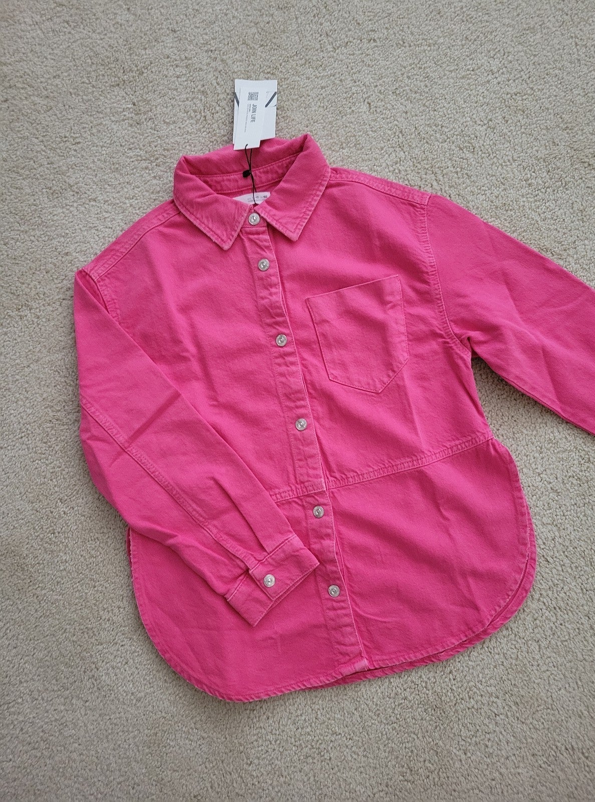 Zara kids girls SOLID COLOR DENIM OVERSHIRT jacket. Size 11-12