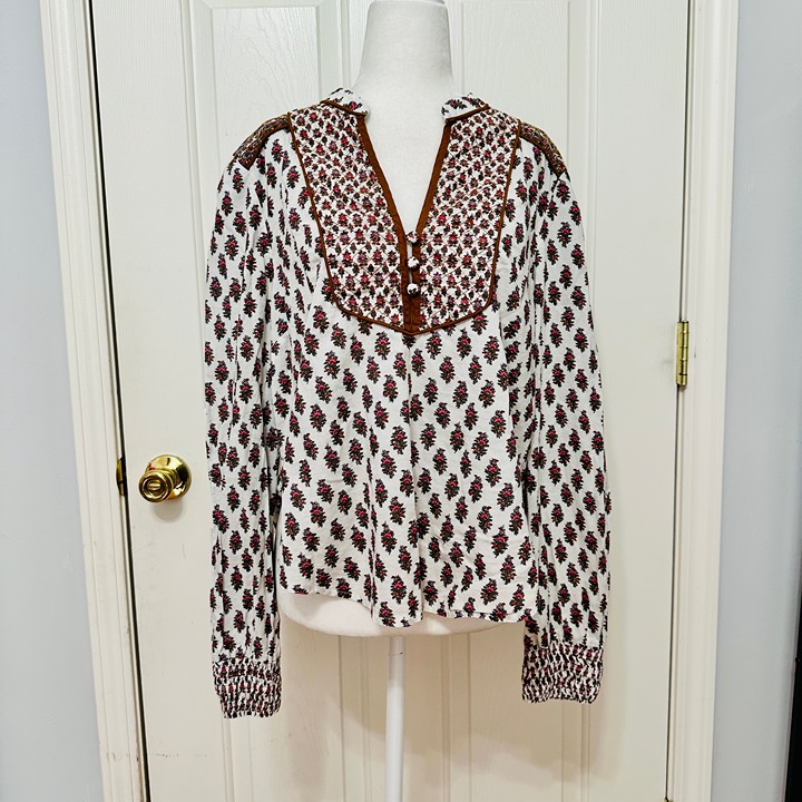 VERONICA BEARD BOHO FLORAL TUNIC BLOUSE TOP SZ 12