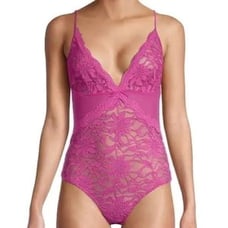 NWT Free People lace bodysuit pink M