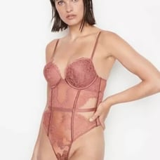Victoria’s Secret Bombshell Add 2 Cups Push-up Lace Teddy - Pink - M - NWOT