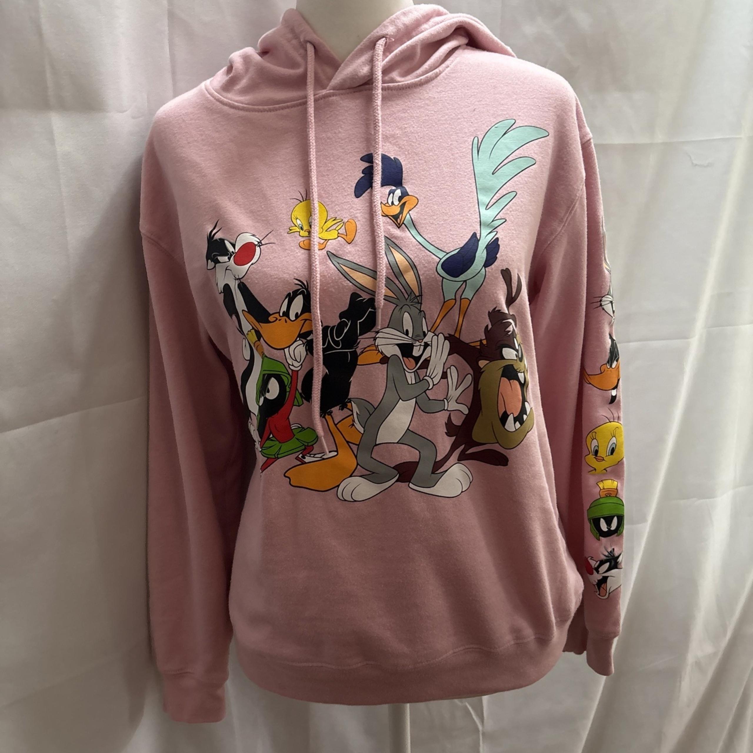 Hoodie M Pink Tweety Daffy Bugs Bunny Taz Warner Bros - Looney Tunes