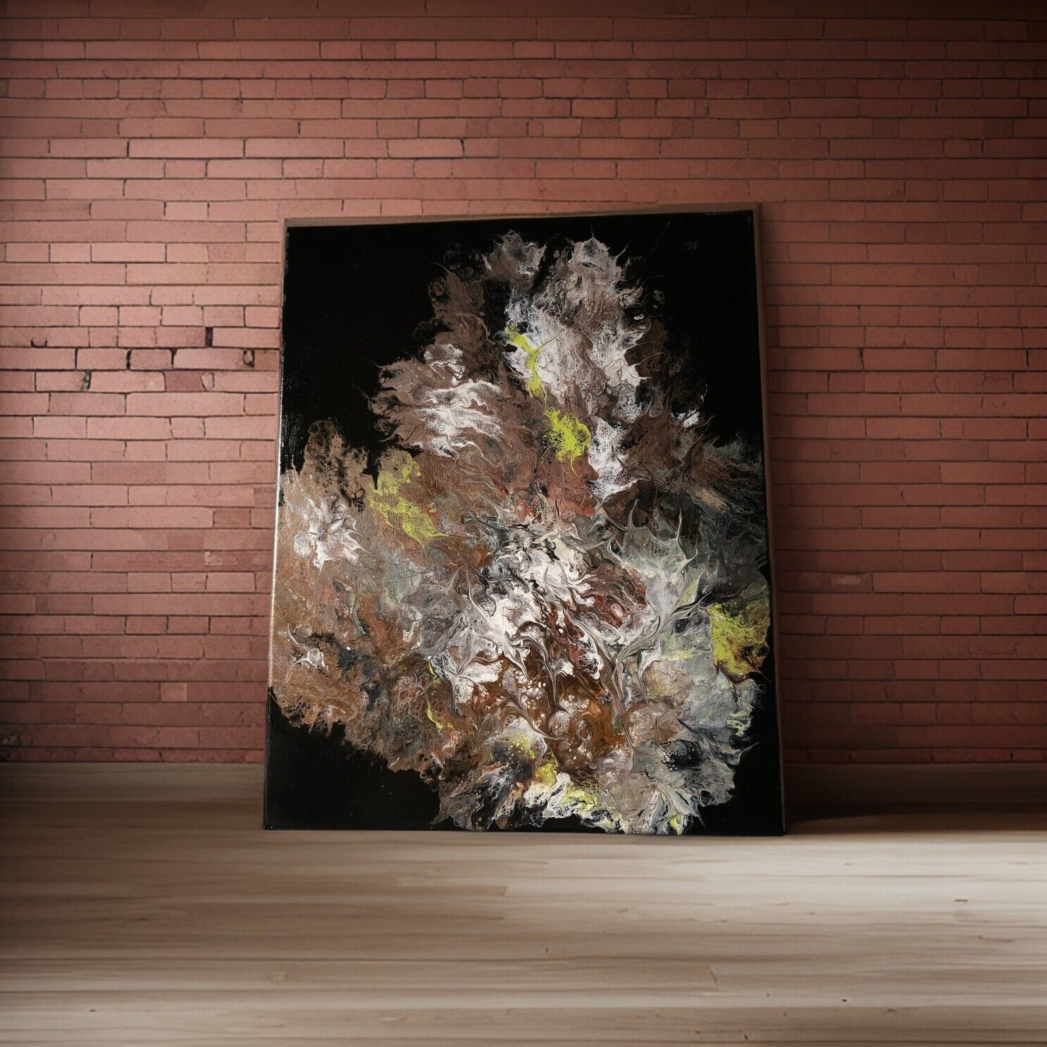 Painting Acrylic Original 16 x 20 on Canvas Abstract Fluid Art METALLICA