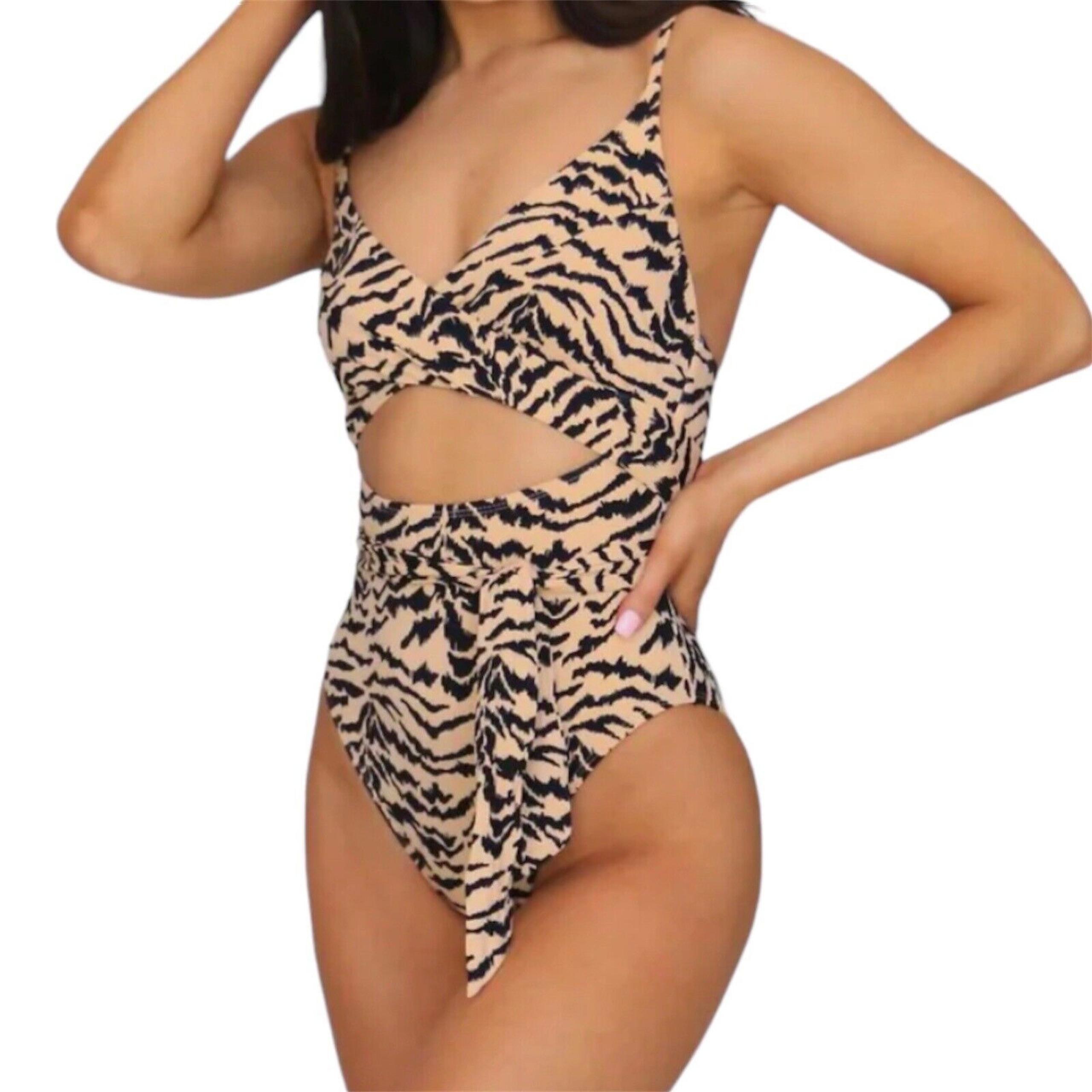 ENVYA Womens One-Piece Swimsuit In Leave Her Wild XL Cheetah Print Beach
