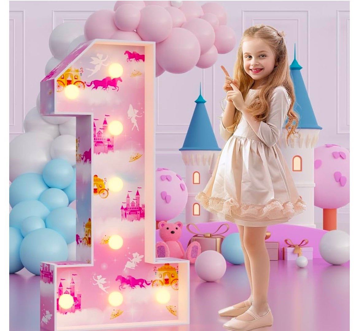 New Marquee Numbers Princess Birthday Decorations: 3ft Large Party Deco Number 1