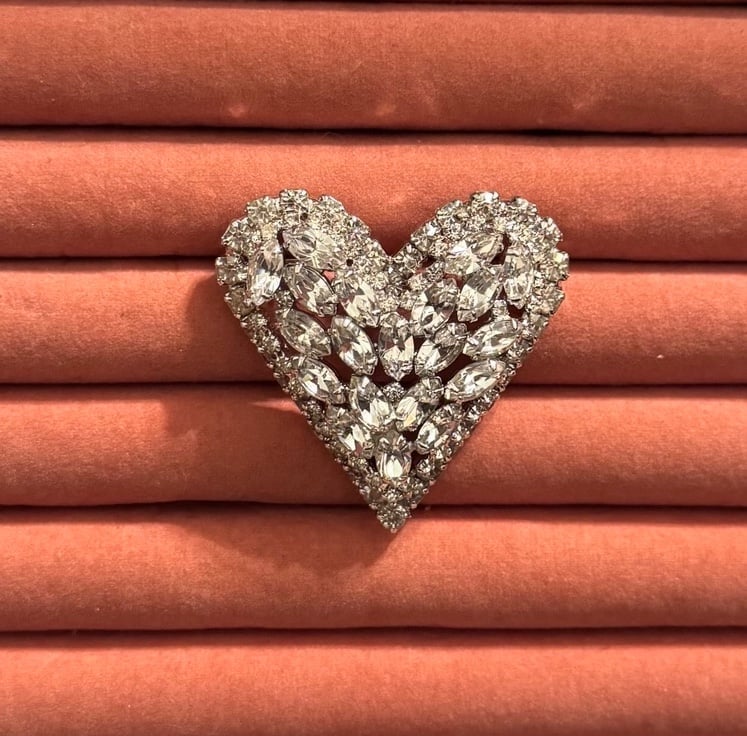 Vintage Mid Century Heart Shaped Brooch