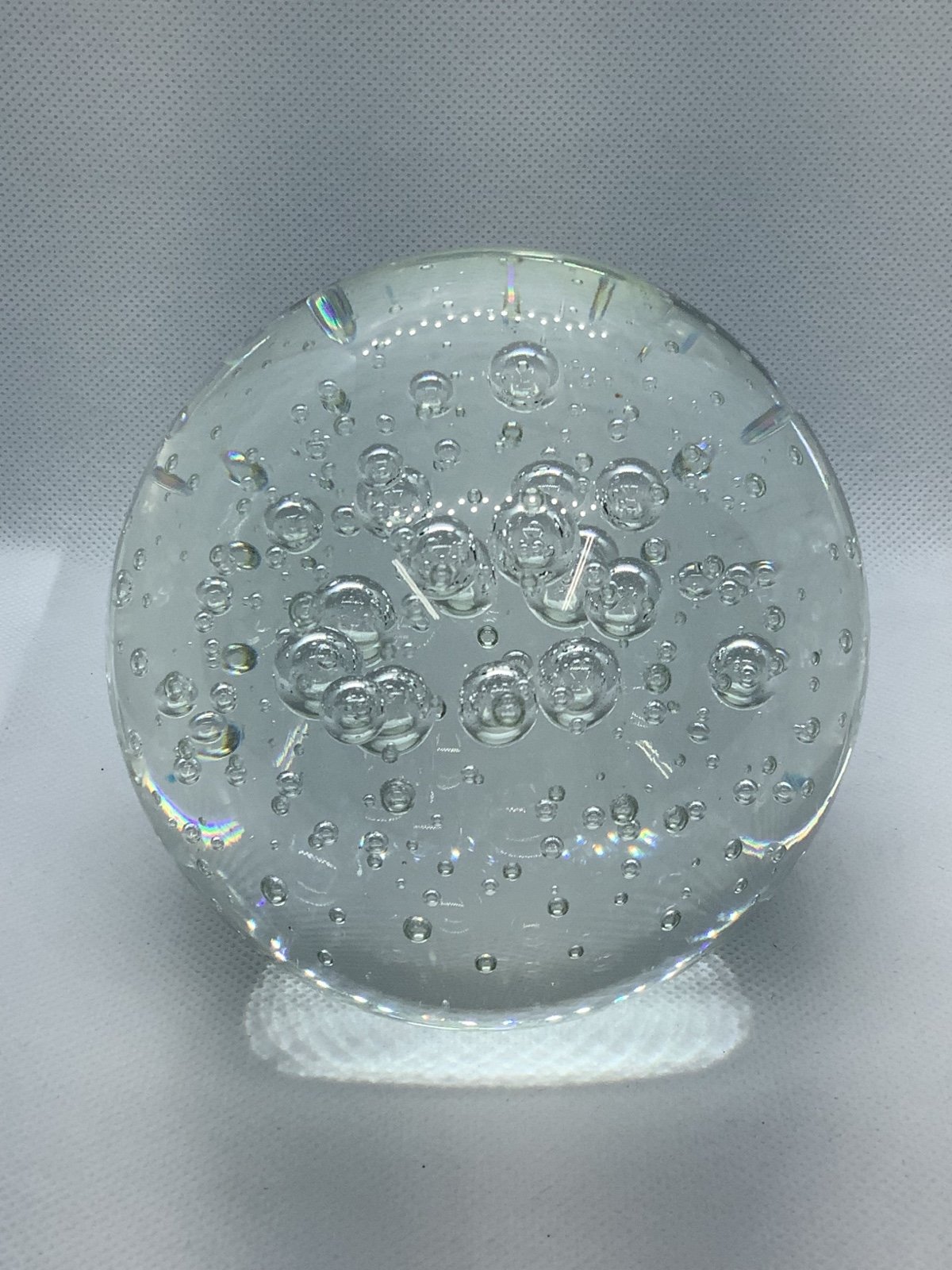 Vintage Paperweight Clear Art Glass Orb Sphere Controlled Bubbles Rare HTF