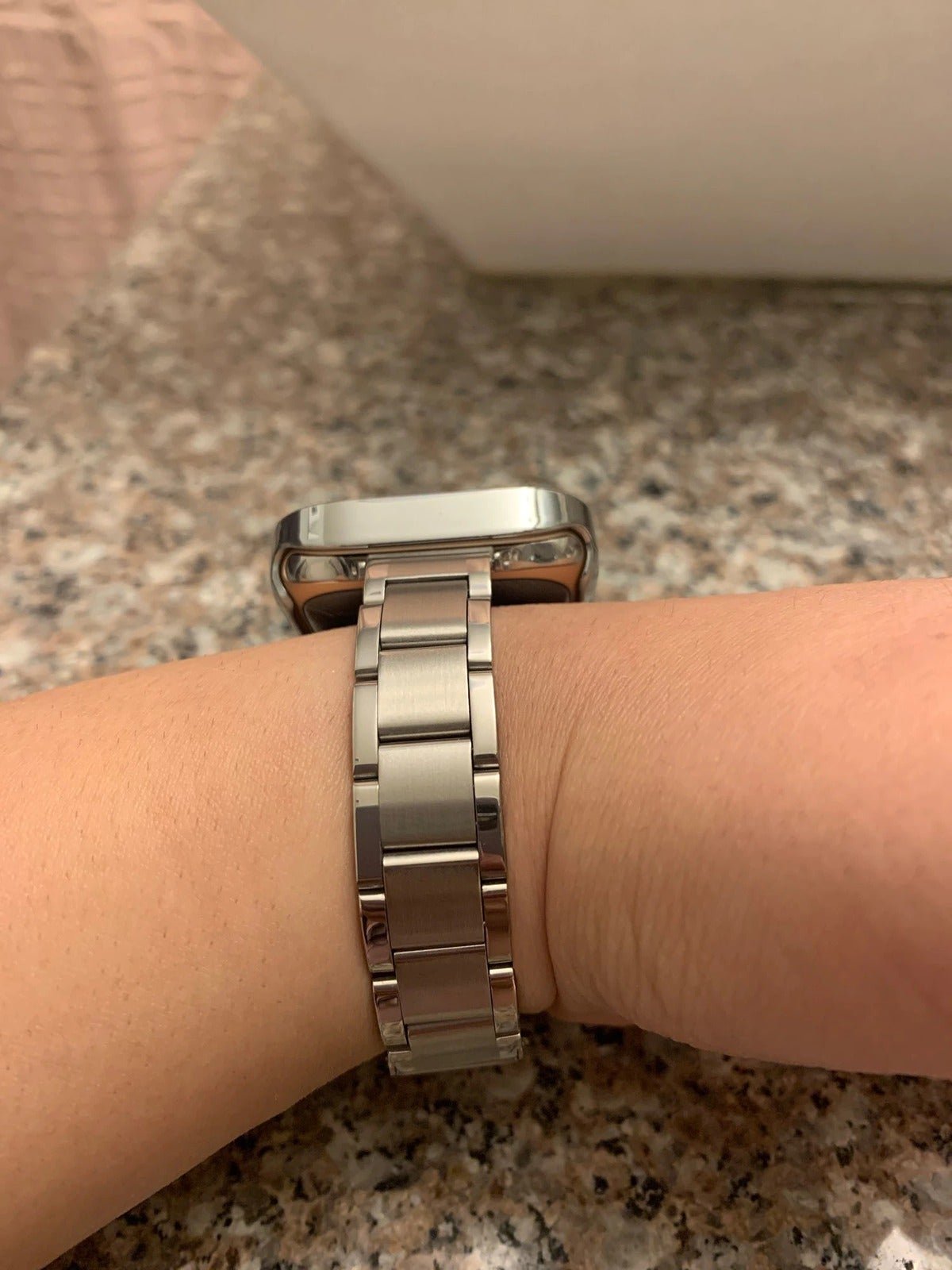 Only Band Silver Slim Metal Band for Apple Watch 45mm 44mm 42mm, Stainless Steel