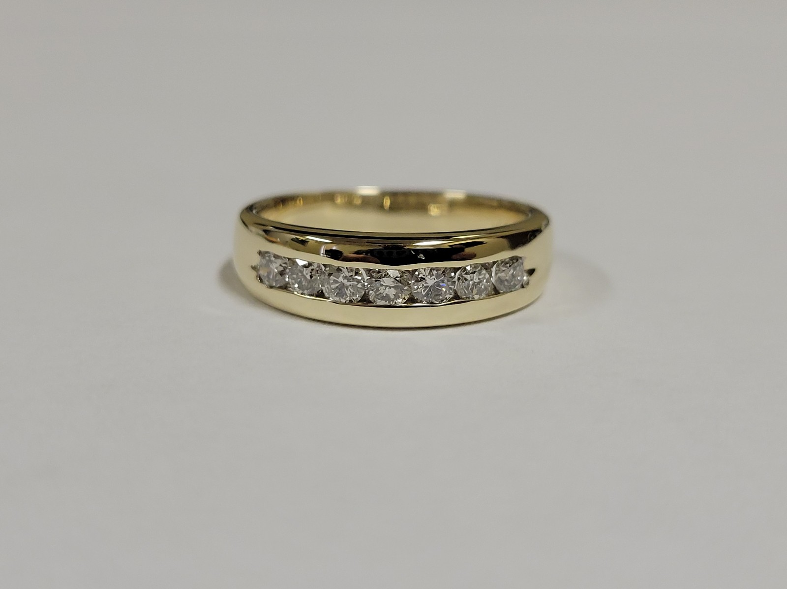 14k Channel Set Round Natural Diamonds 0.70ctw. Mens Yellow Gold Band Size 9