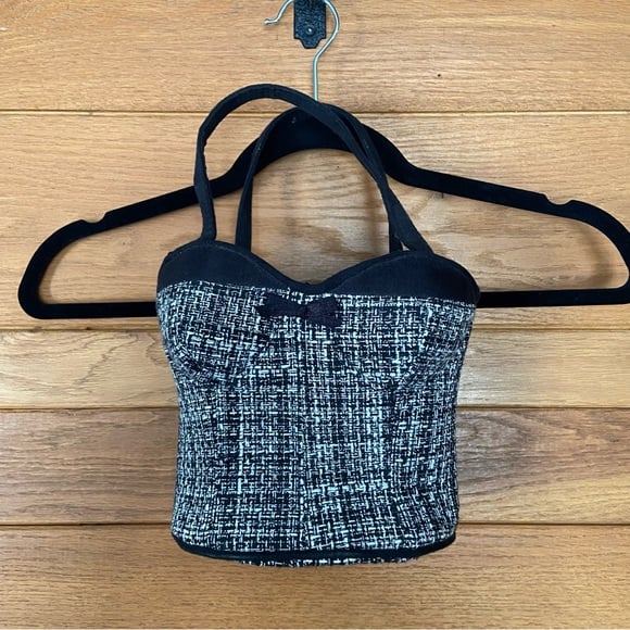 Y2K bustier corset tweed mini bag