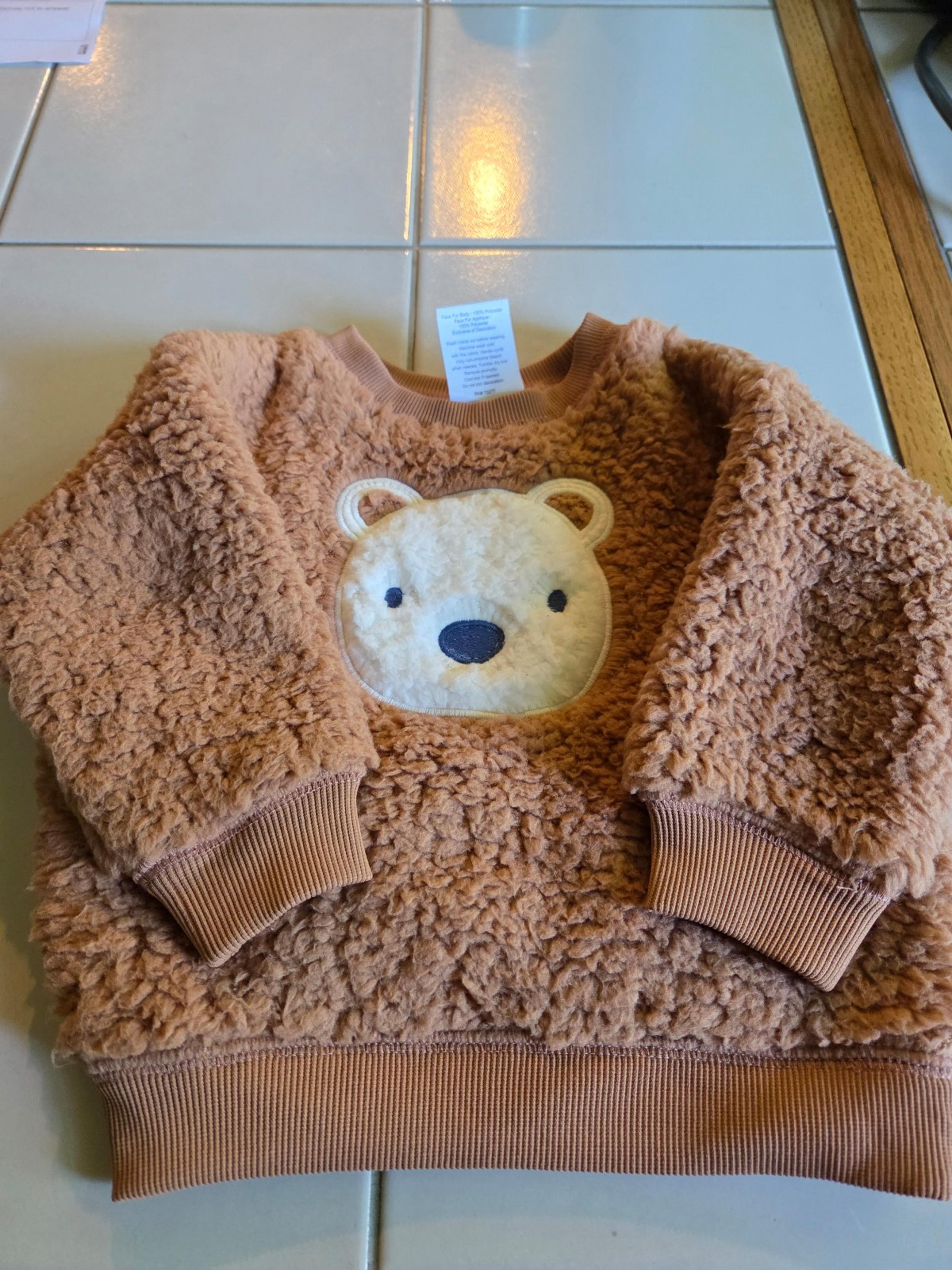3 Month Fuzzy Sherpa Long Sleeve Baby Shirt