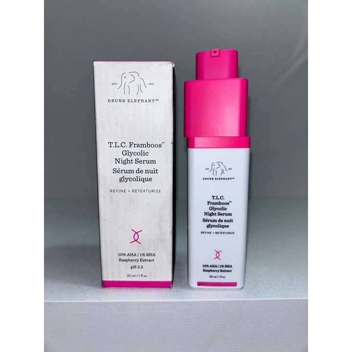 Drunk Elephant T.L.C. Framboos Glycolic Night Serum, 1 Fl Oz, New in Box
