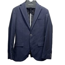 TOPMAN Navy Slim Fit Windowpane Check Single Breasted Suit Blazer 34R