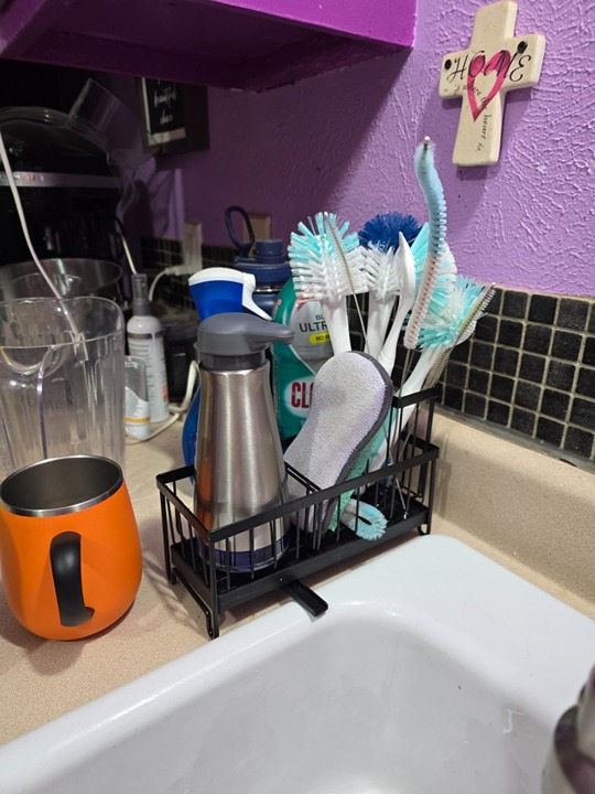 Sponge Holder for Kitchen Sink, Sink Caddy with High Brush Holder