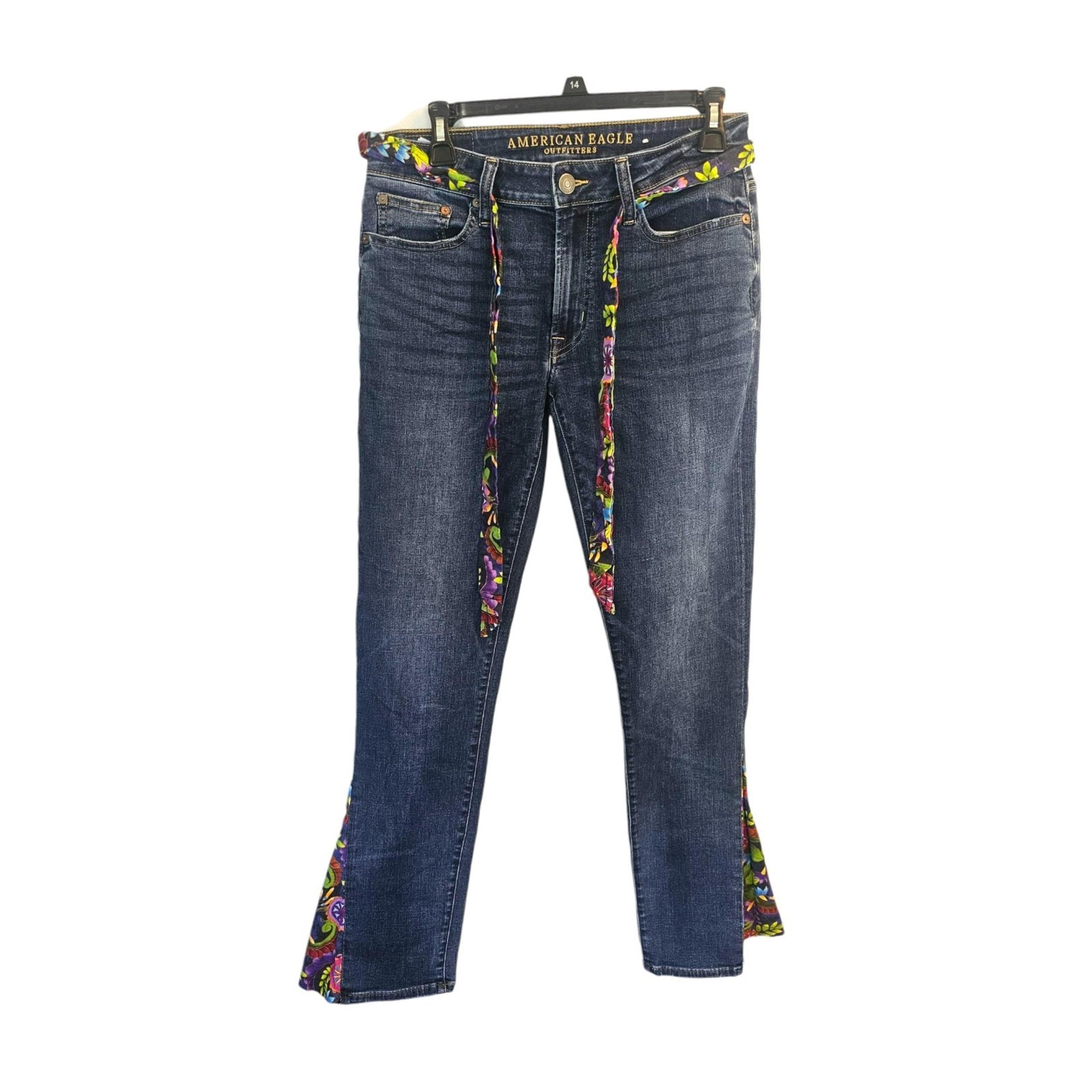 American Eagle Extreme Flex Jeans Foral Flare Legs Size 29x34 Rare