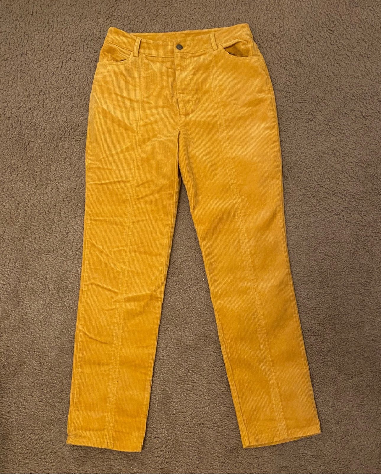Yellow High Waisted Corduroy Pants
