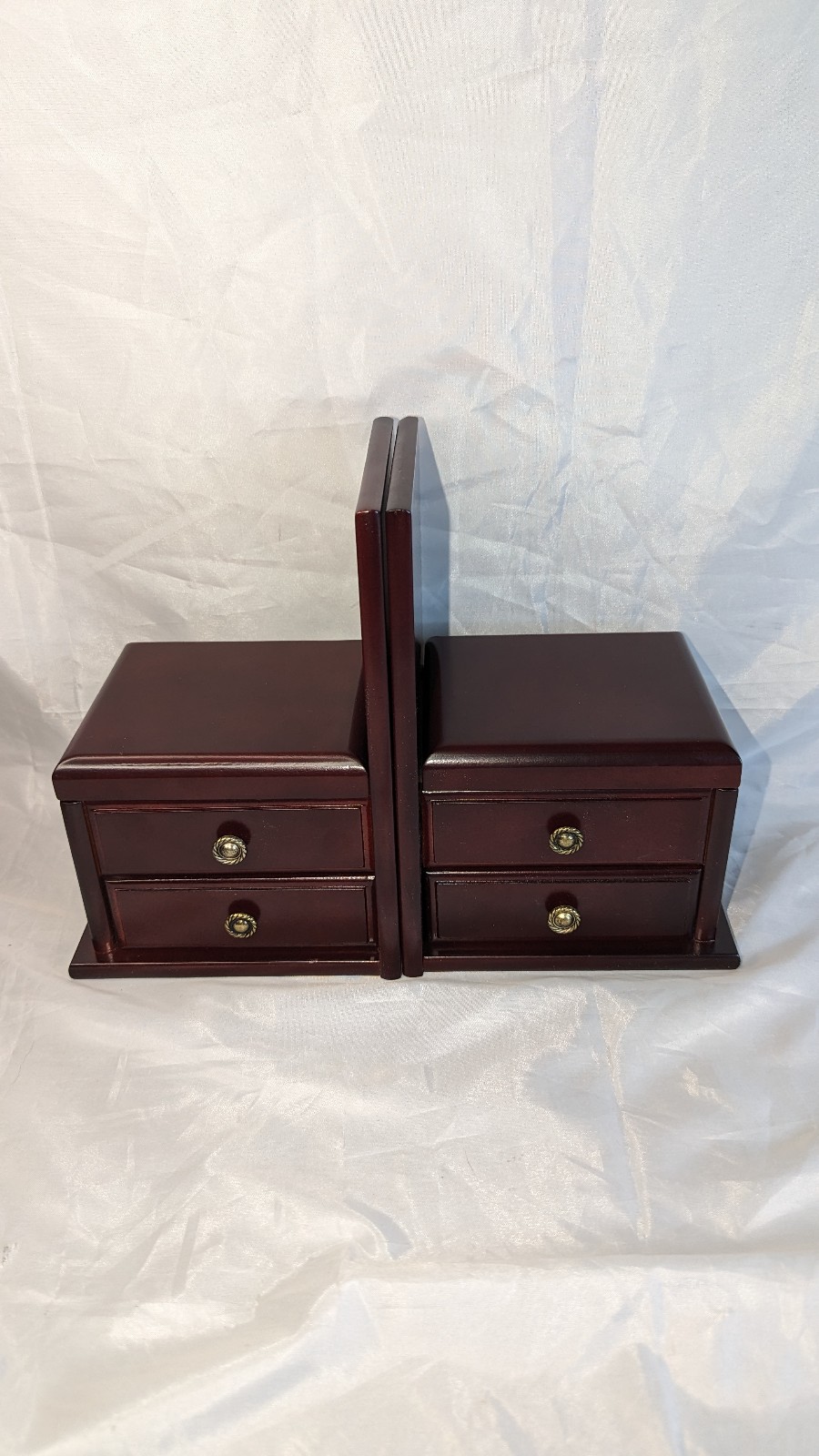 Pair Of Mele Jewelry Box Book Ends Cherry Wood NEW