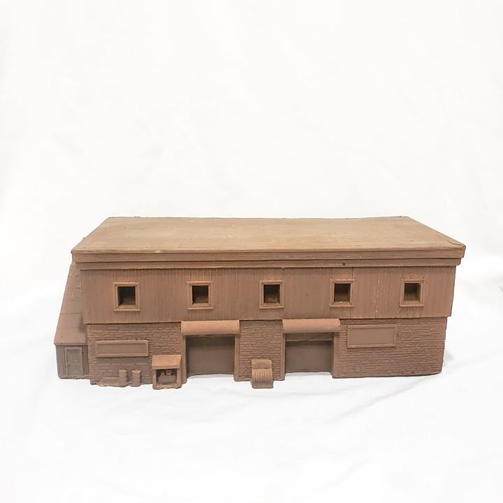 Model Train Industrial Building Factory Styrofoam Brown Vintage 12 W x 4 H