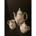 Vtg Porcelain German GKC Bavaria Coffee Pot Creamer Sugar Set Floral Gold Gilded