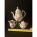 Vtg Porcelain German GKC Bavaria Coffee Pot Creamer Sugar Set Floral Gold Gilded