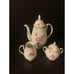 Vtg Porcelain German GKC Bavaria Coffee Pot Creamer Sugar Set Floral Gold Gilded