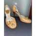 Sergio Rossi Beige Tan Peep Toe D’Orsay Buckle Accented Stiletto Pumps Size 8.5