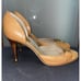 Sergio Rossi Beige Tan Peep Toe D’Orsay Buckle Accented Stiletto Pumps Size 8.5