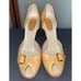 Sergio Rossi Beige Tan Peep Toe D’Orsay Buckle Accented Stiletto Pumps Size 8.5