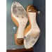 Sergio Rossi Beige Tan Peep Toe D’Orsay Buckle Accented Stiletto Pumps Size 8.5