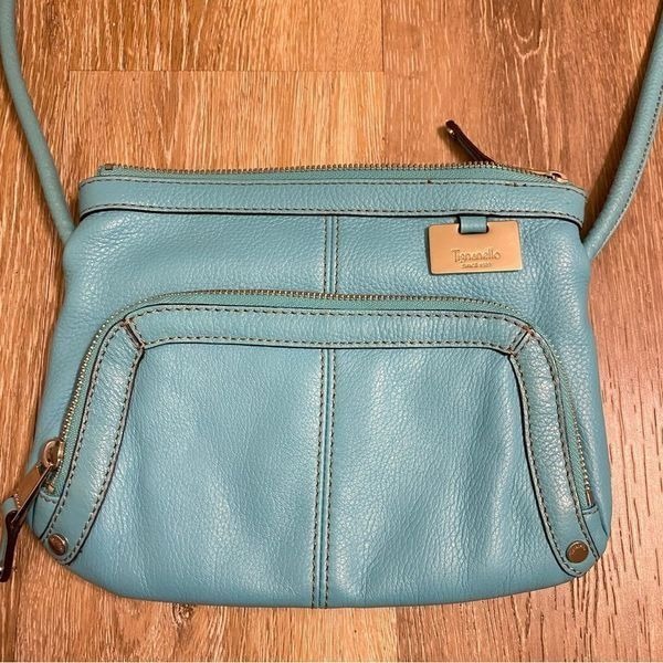 TIGNANELLO BLUE genuine LEATHER CROSSBODY BAG purse EUC 7.5x9.5