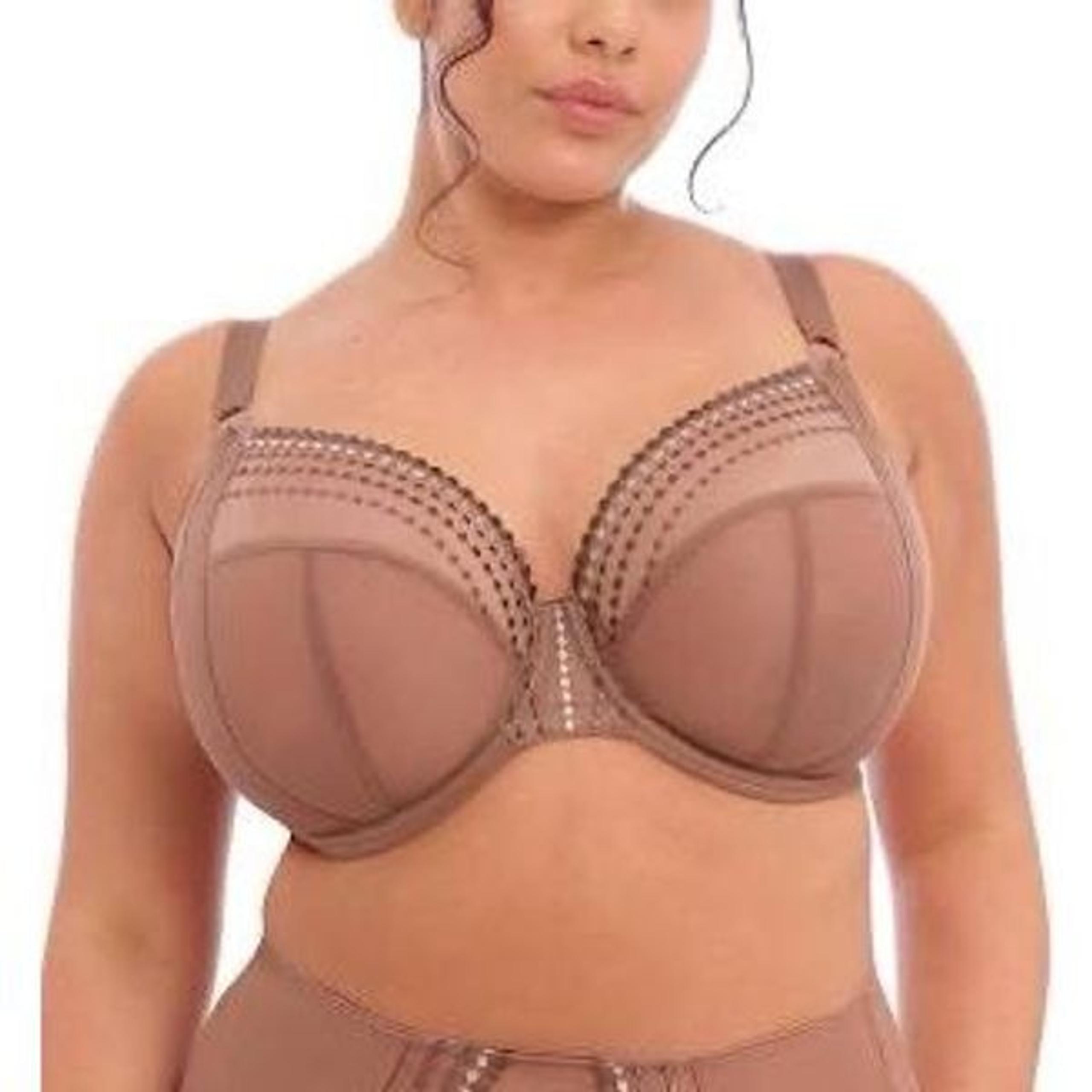 Elomi Tan Matilda Full Figure Unlined Underwire Supportive Plunge Bra 38H