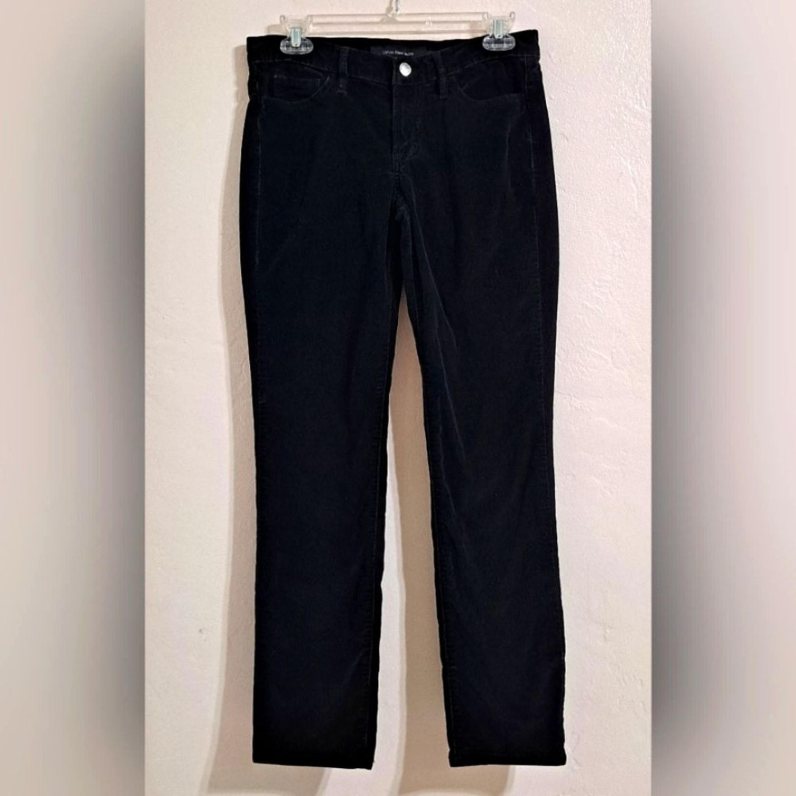 Calvin Klein Black Corduroy Straight Leg Pants Size 4 Slight Stretch EUC
