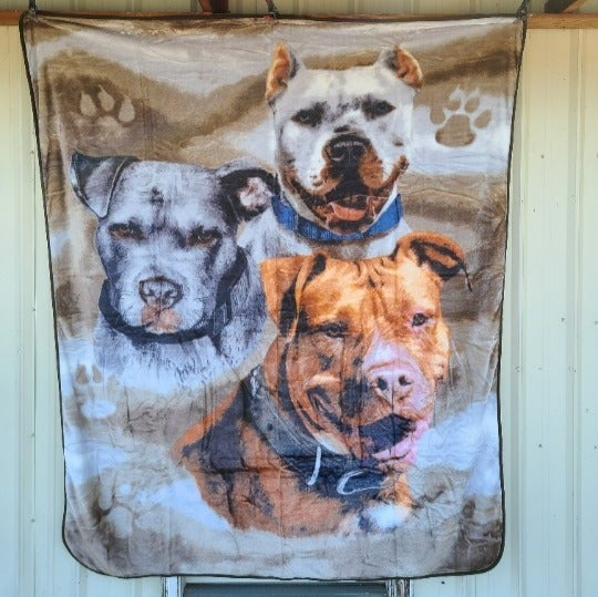 PITBULL PITBULLS DOG DOGS PAW PRINT TERRIER QUEEN BLANKET BEDSPREAD