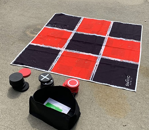 New Games - 2-in-1 Vintage Giant Checkers & Tic Tac Toe Game With Mat (4ft x 4ft