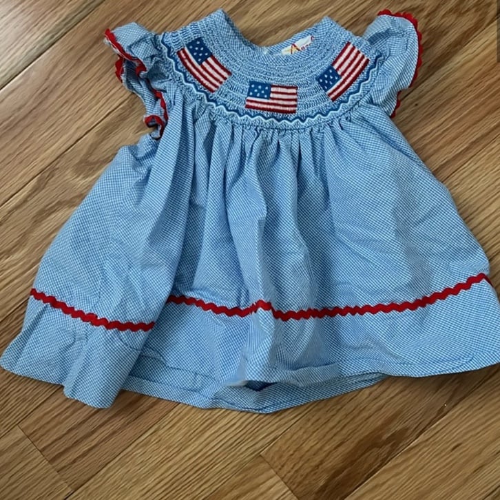 Smocked American Flag Dress 3M
