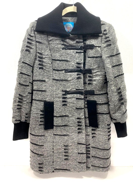 Anthropologie Tracy Weese Wool Blend Jacket Knit Trim Car Coat Gray Black