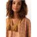 Mi Golondrina Beatriz Blouse Rosa y Mostaza Size Medium Embroidered Tassel