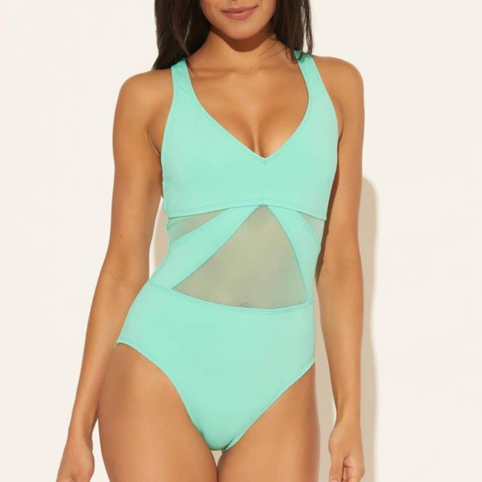Bleu Rod Beattie Mesh Strappy Cross Back One Piece Size 14