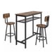 3 Piece Bar Table Set Counter Height Kitchen Table with 2 Bar Stools Brown