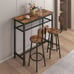 3 Piece Bar Table Set Counter Height Kitchen Table with 2 Bar Stools Brown