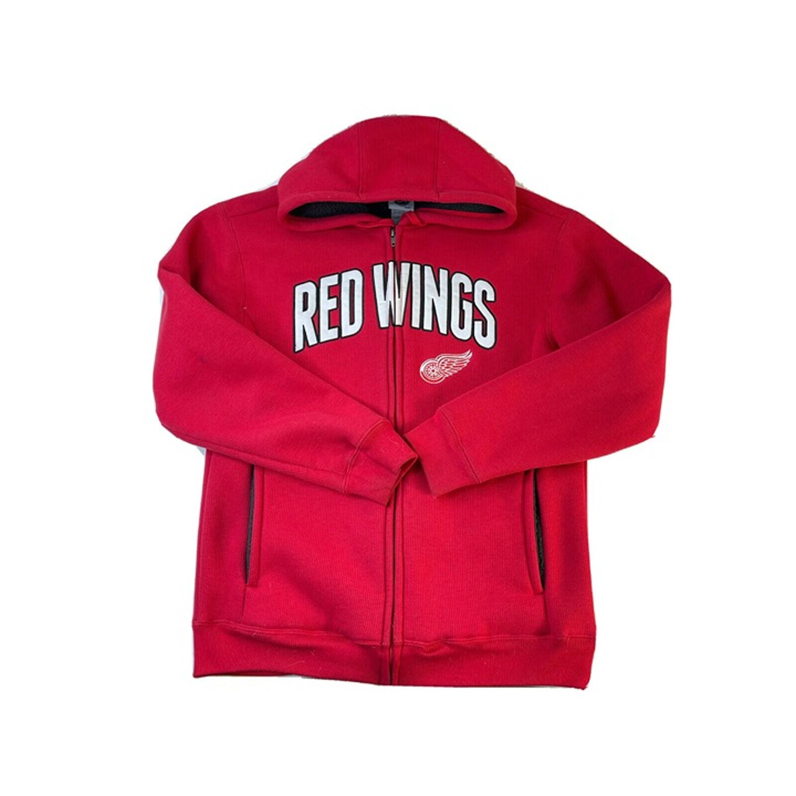 NFL Detroit Red Wings Insulated Fleece Lined Hooded Sweatshirt Jacket Red Large