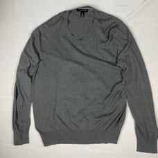 Banana Republic Men's Sweater Size Large Silk Cotton Cashmere Blend Gray V-Neck