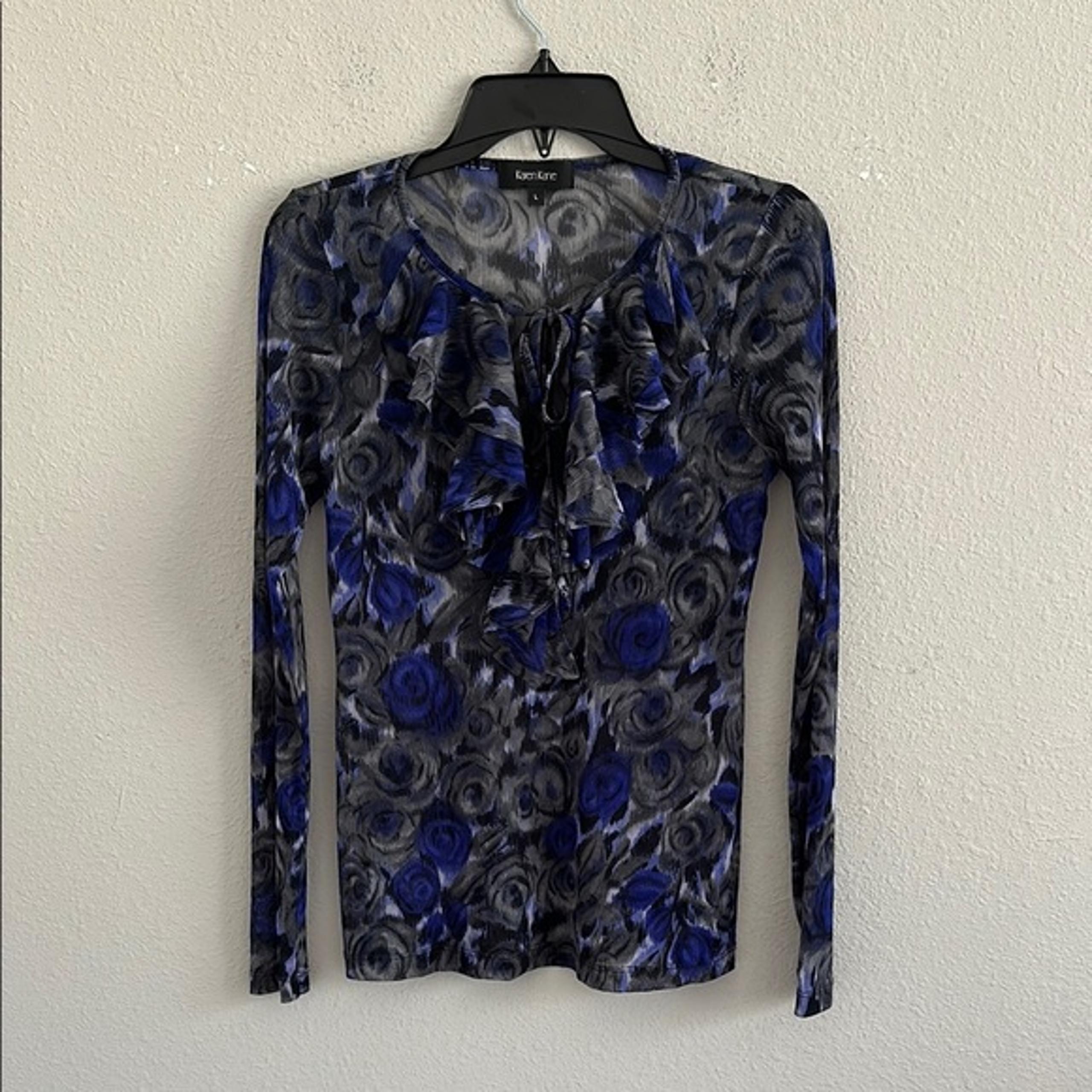Karen kane sheer ruffle blouse large