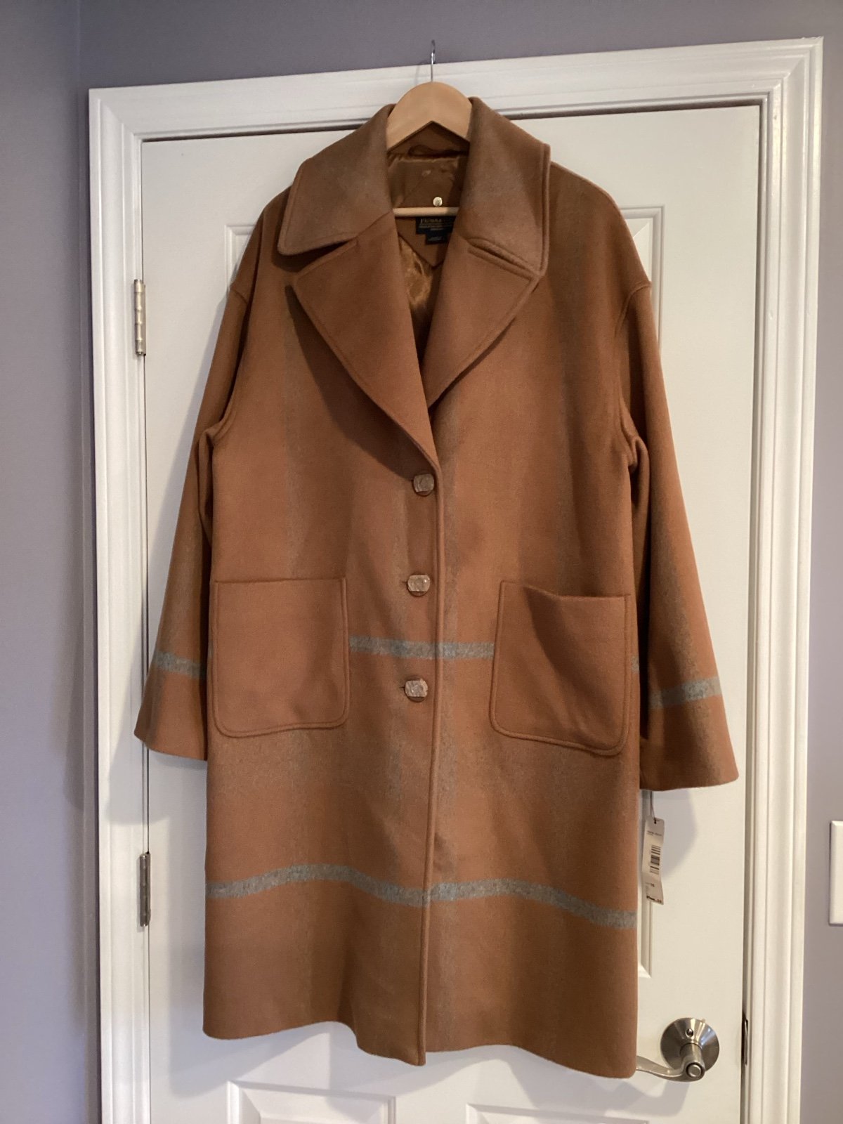 Pendleton Camel Plaid Wool Blend Oversized Coat 16